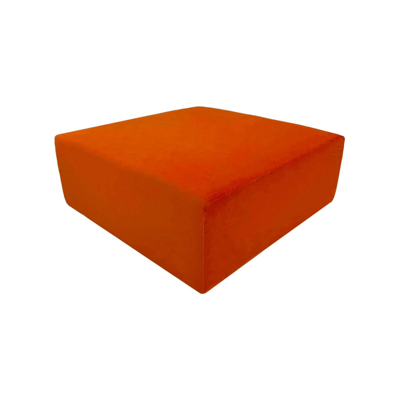F-OT104-PO Endless Lounge Ottoman Type D in pumpkin orange velvet