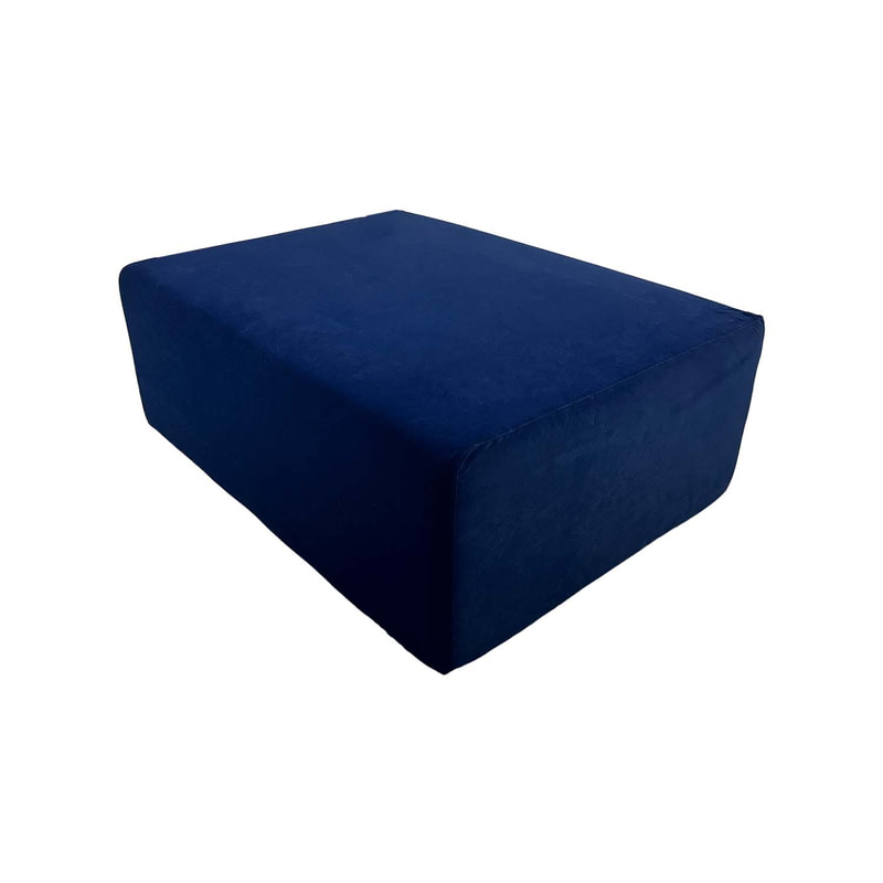 F-OT105-MB Endless Lounge Ottoman Type E in midnight blue velvet