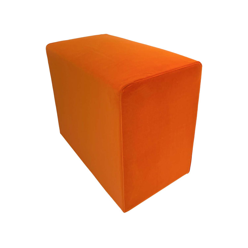 F-OT108-PO Endless Lounge Ottoman Type H in pumpkin orange velvet