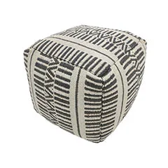 F-PF113-BC Avery Pouffe - Black + Cream 