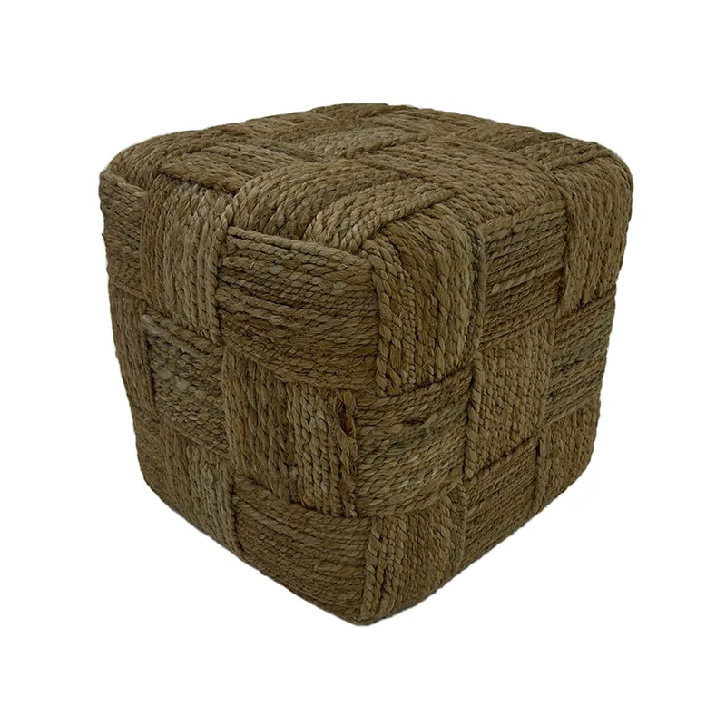 F-PF123-NT Berber handmade pouffe in natural jute 