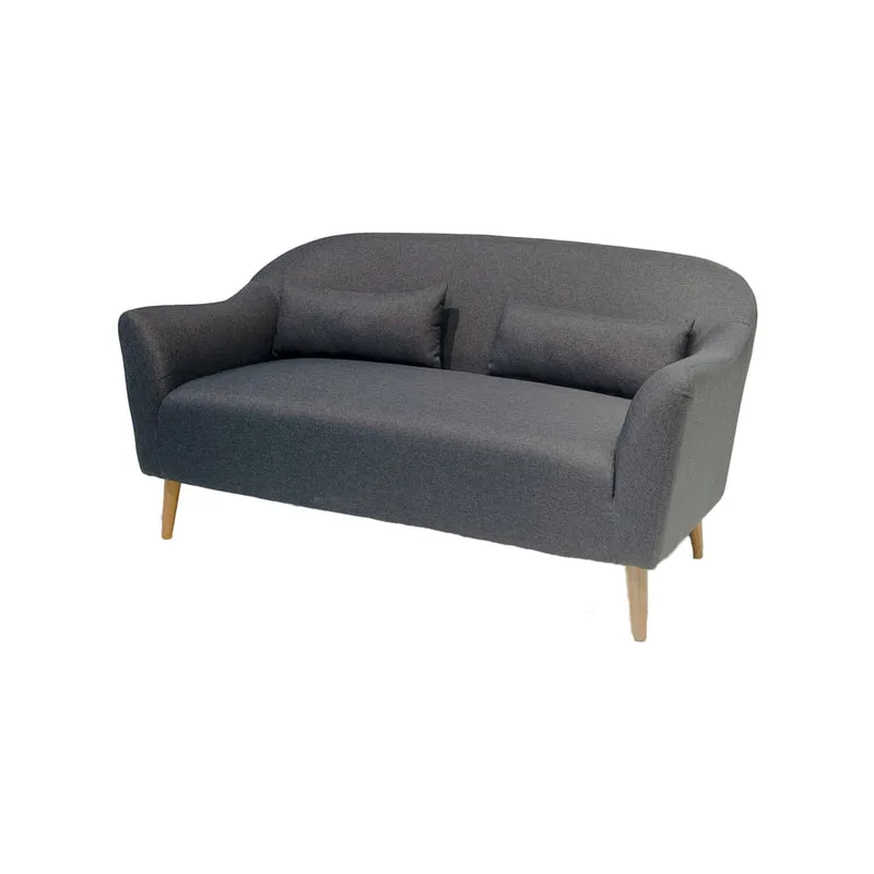 F-SD149-GY Harlington double seater sofa in grey fabric with wooden legs