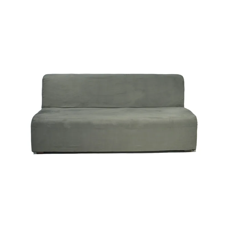 F-SD158-DG Chelsea double seater sofa in dark grey suede fabric with wooden legs