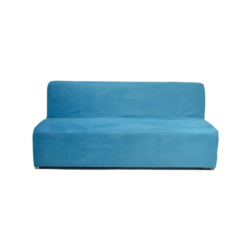 F-SD158-TQ Chelsea double seater sofa in turquoise suede fabric with wooden legs