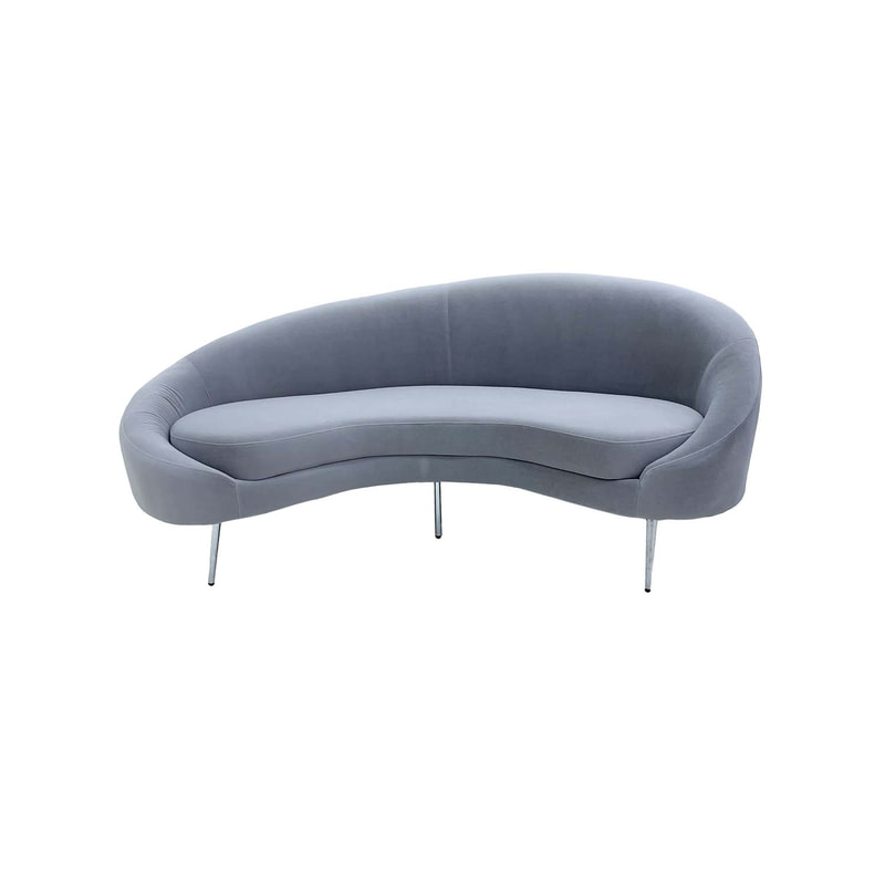 F-SF131-SI Orbit three seater sofa in silver grey velvet with silver legs