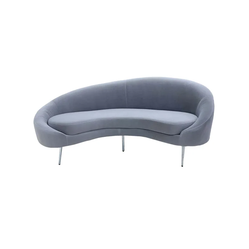 F-SF131-SI Orbit three seater sofa in silver grey velvet with silver legs