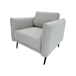 F-SN106-BE Logan single seater sofa in beige fabric with black legs