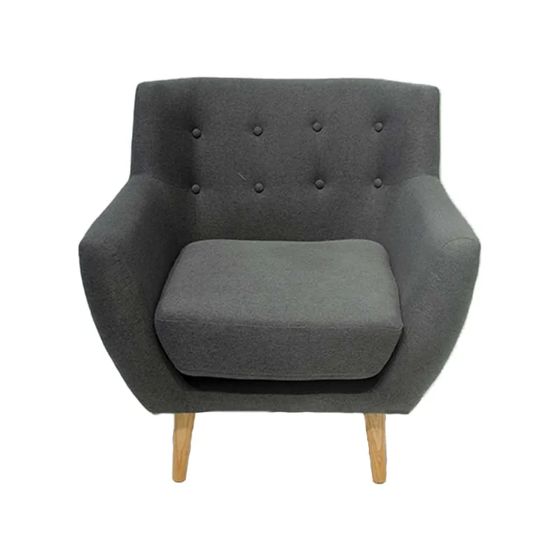 F-SN152-GY Zanbury single seater sofa in grey fabric with wooden legs
