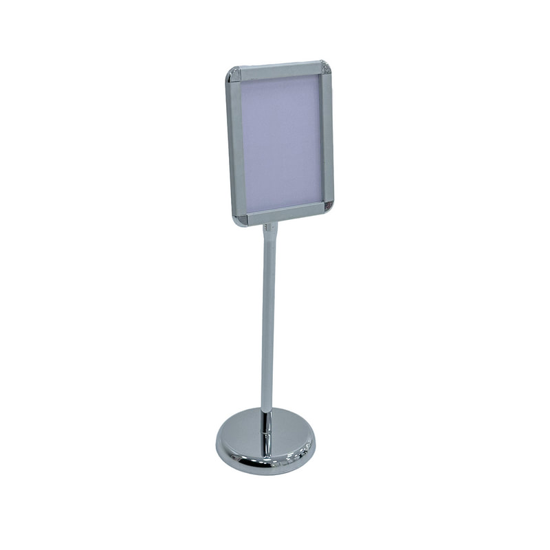 F-SS102-SI Type 2 A4 signage stand in silver with tilt top