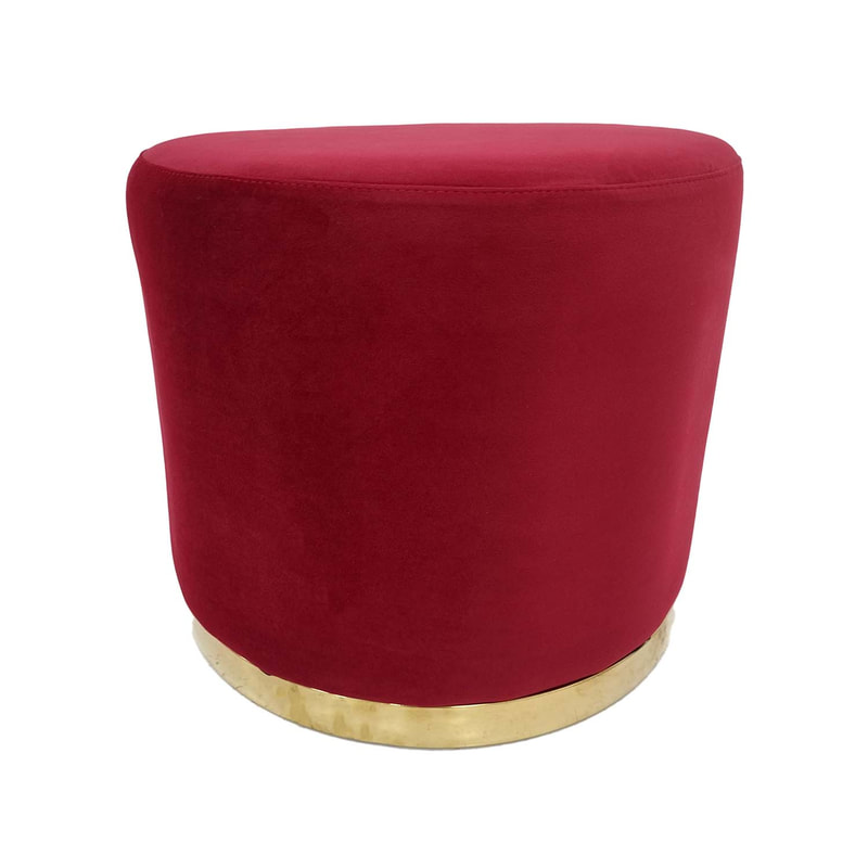 F-ST102-DR Mayfair stool in dark red velvet with gold base