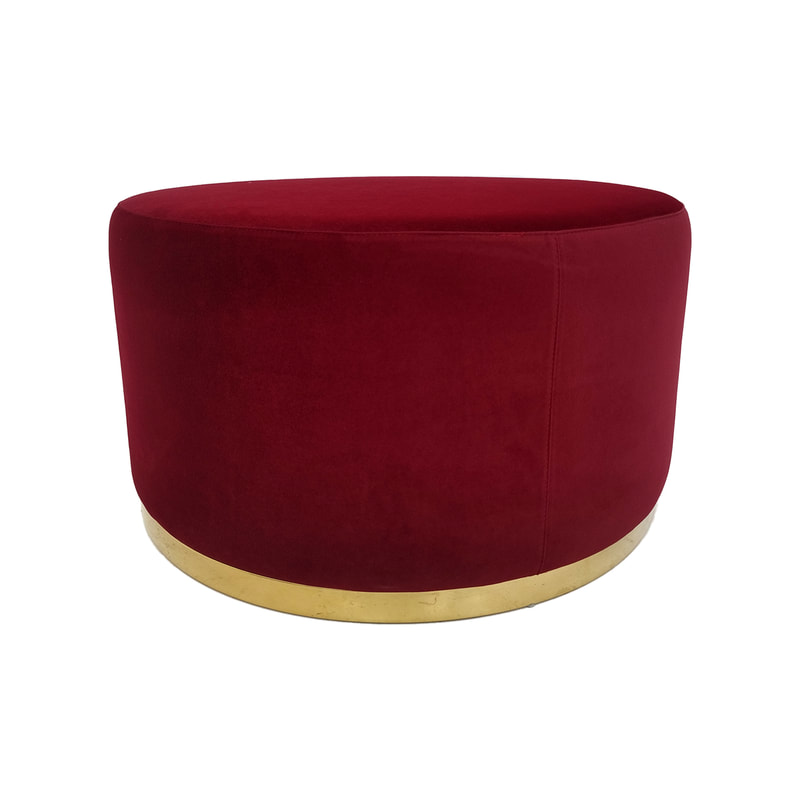 F-ST104-DR Georgette stool in dark red velvet with gold base