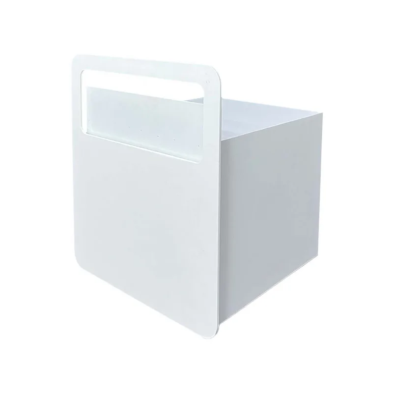 F-TS101-WH Jude square stage table in white with a name plate front