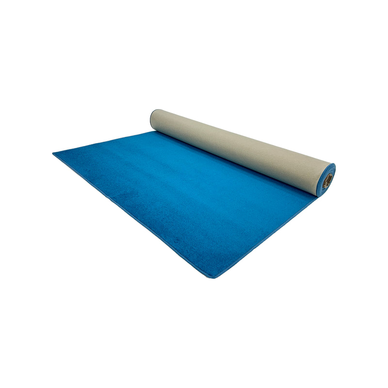 F-VC121-TQ 5m long x 2m wide turquoise VIP carpet with edging to all sides