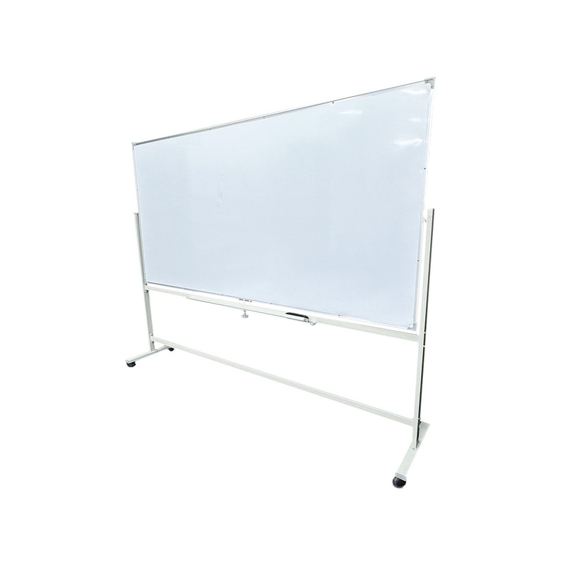 F-WB101-WH Type 1 white board with silver frame and wheels