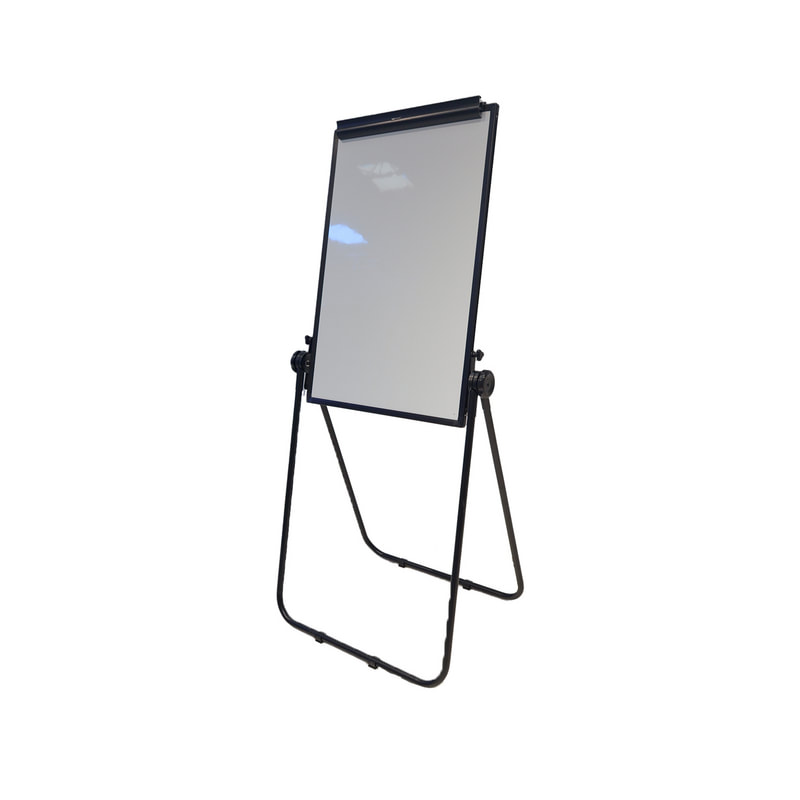 F-WB201-WH Type 1 flip chart in white with black metal stand